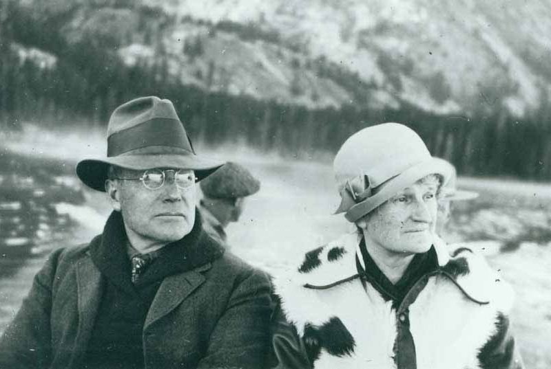 John D. Rockefeller, Jr. and wife Abbey boat on Jenny Lake in Grand Teton National Park in 1931. (Grand Teton National Park file photo -click to enlarge)