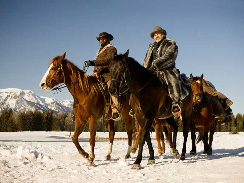 Actors Jamie Foxx, left, and Christoph Waltz appear in a publicity image from Django Unchained, a new movie filmed in Grand Teton National Park and the surrounding area. (©Columbia Pictures - click to enlarge)