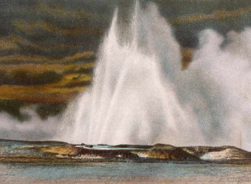 An early Haynes postcard from the Yellowstone National Park digital slide file shows Fountain Geyser.