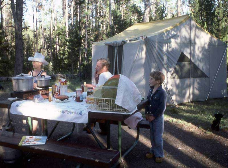 Campers prepare a meal at Indian Creek Cmpground in Yellowstone National Park in this 1977 file photo. (J. Schmidt - click to enlarge)