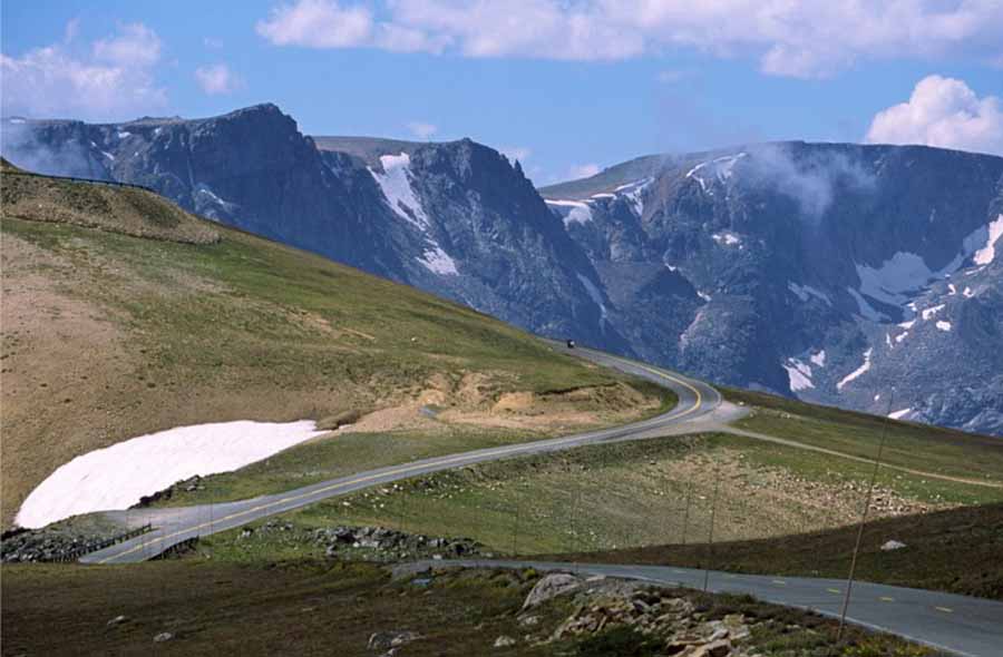 The Beartooth Highway is a high-altitude scenic byway that snakes along the Montana-Wyoming border and tops out at nearly 11,000 feet.