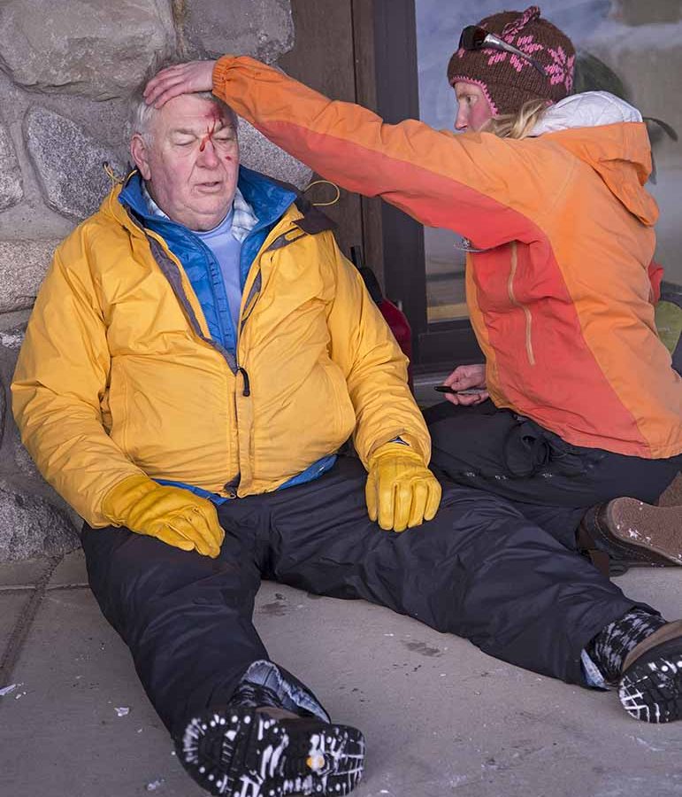 Participants in a wilderness first aid course held earlier this month in Gardiner, Mont. take turns as patients and rescuers while simulating a variety of scenarios.