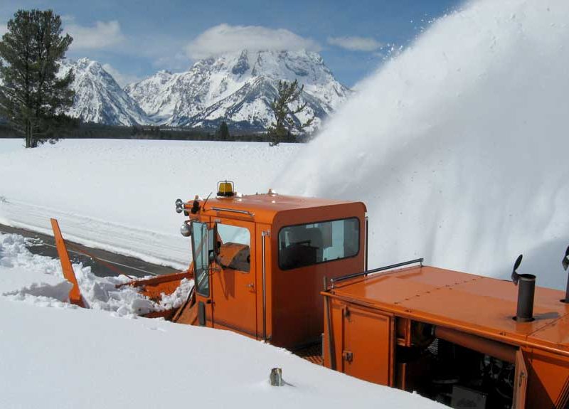 Crews are clearing snow from roads and highways in Grand Teton National Park.