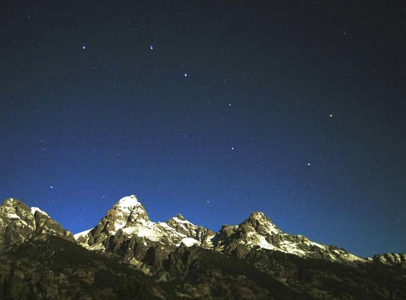 The Big Dipper is visible over the Tetons in Grand Teton National Park.