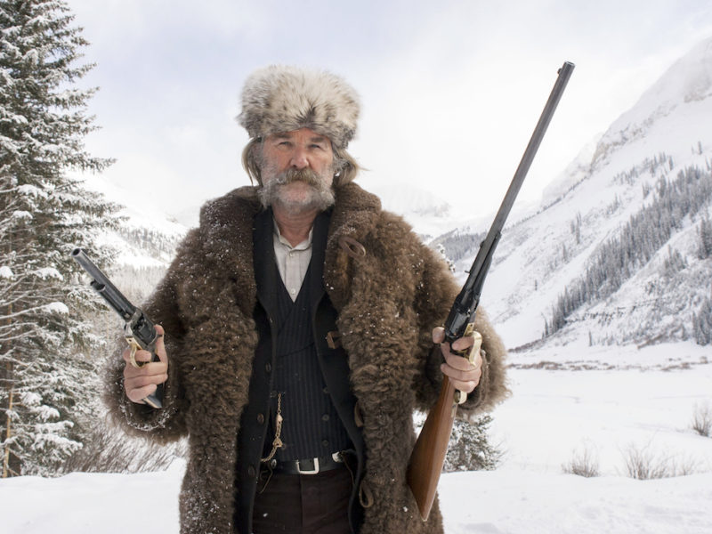 Actor Kurt Russell appears in the upcoming film "The Hateful Eight" wearing a bison hide coat created by Merlin Heinze of Thermopolis, Wyo.