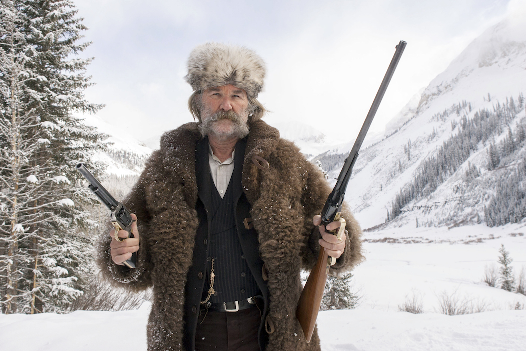 Actor Kurt Russell appears in the upcoming film "The Hateful Eight" wearing a bison hide coat created by Merlin Heinze of Thermopolis, Wyo.